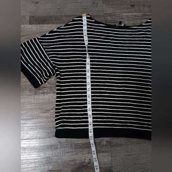 Lafayette 148 New York 93% Viscose, 7% Elastane,Black and White Striped Blouse - Picture 5 of 5